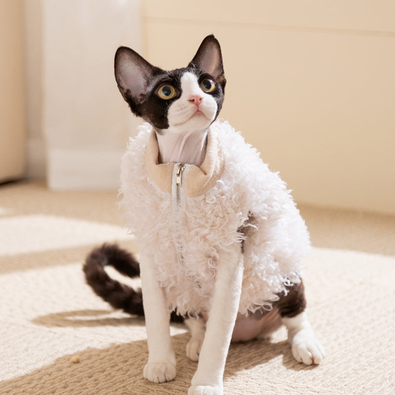 HKM-1593917 Cozy Lamb Wool Pet Vest with Panda Badge for Small Cats and Dogs
