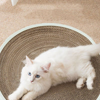 HKM-1595325 Three-in-One Corrugated Cat Scratch Board and Toy with Balls - Grey Green / Milky White
