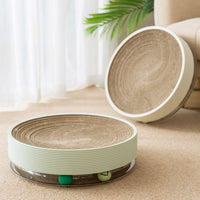 HKM-1595325 Three-in-One Corrugated Cat Scratch Board and Toy with Balls - Grey Green / Milky White