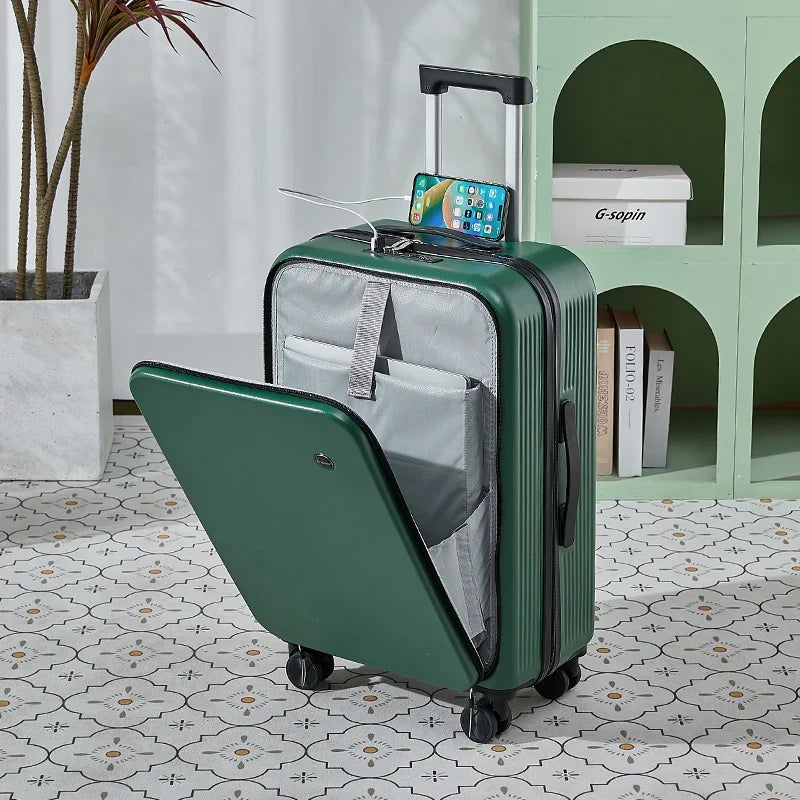 HKM-159571 Lightweight Softside Medium-Size Carry-On Luggage Set with Open-Top Design