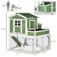 HKM-1598781 49" Small Chicken Coop with Enclosed Run and Garden Space for 2-4 Birds, Green Fir Wood Construction