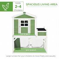 HKM-1598781 49" Small Chicken Coop with Enclosed Run and Garden Space for 2-4 Birds, Green Fir Wood Construction
