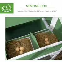 HKM-1598781 49" Small Chicken Coop with Enclosed Run and Garden Space for 2-4 Birds, Green Fir Wood Construction