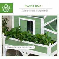 HKM-1598781 49" Small Chicken Coop with Enclosed Run and Garden Space for 2-4 Birds, Green Fir Wood Construction