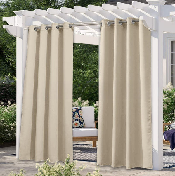 HKM-159891 Outdoor Solid Color Waterproof UV Protection Black Silk Shading Curtain - Modern Style, Multiple Sizes