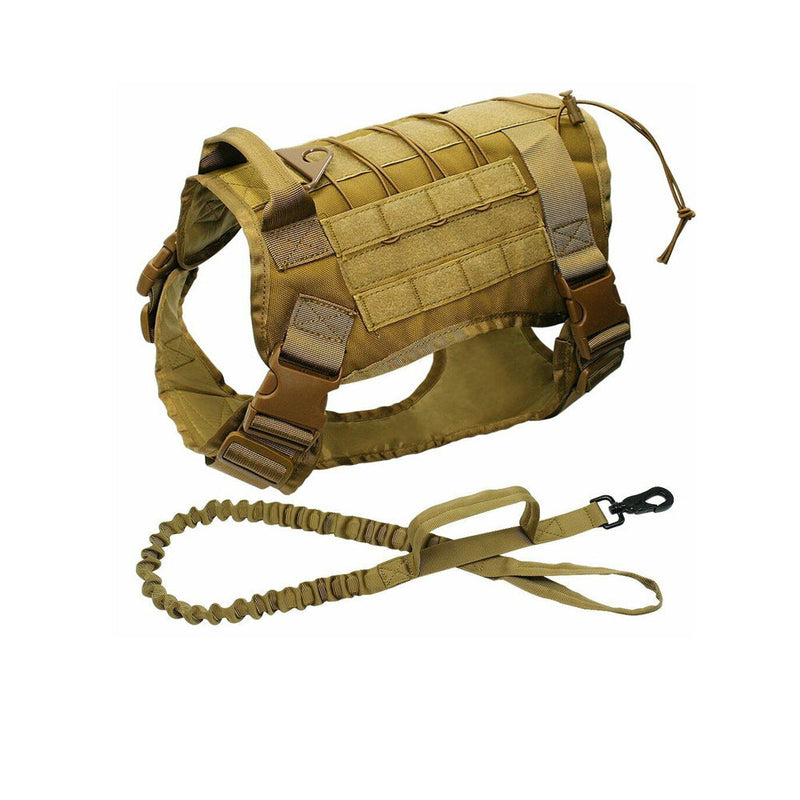 HKM-1599293 Large Tactical Dog Vest for Outdoor Adventures in Khaki, Black, Army Green, and CP Camouflage, Made from Durable Nylon