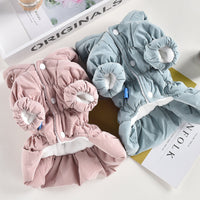 HKM-1599549 Floral Cotton Bubble Skirt Pet Clothes for Dogs and Cats - Winter Warmth in Pink and Blue