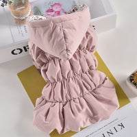 HKM-1599549 Floral Cotton Bubble Skirt Pet Clothes for Dogs and Cats - Winter Warmth in Pink and Blue
