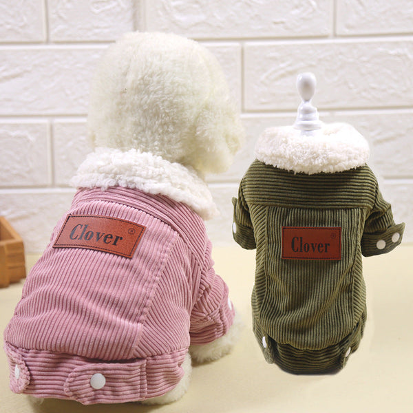 HKM-1599677 Warm Thickened Winter Clothing for Small Bichon Pomeranian Puppies - Unisex Cotton Style in Multiple Colors