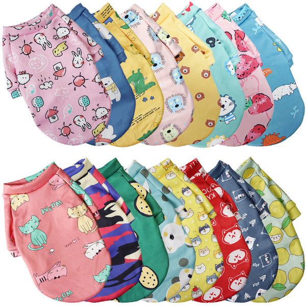 HKM-1600189 Floral Design Thin Fleece Dog Sweater in Various Colors and Sizes