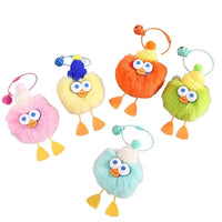HKM-160019 Plush Duckling Keychain – Soft Fur Ball Pendant for Bags, Backpacks, and Keys