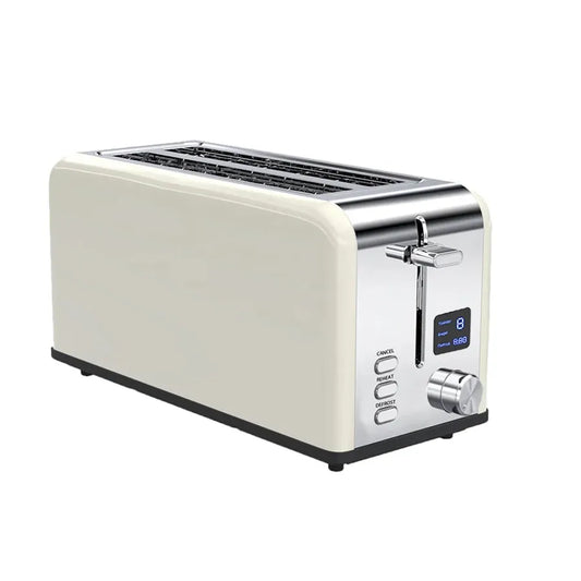 HKM-160083 Extra Raising LCD Toaster with 6 Toasting Positions and Crumbs Collector – Metal Toaster for Long Grooves