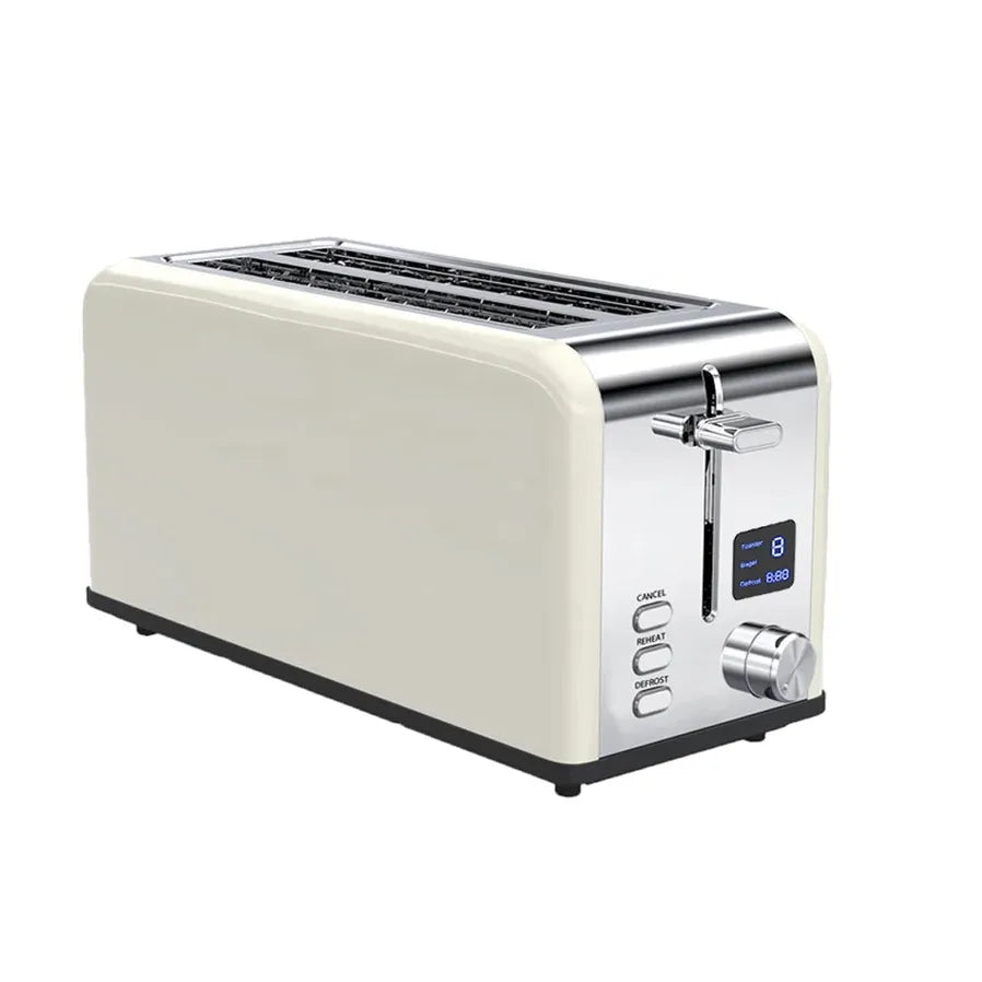 HKM-160083 Extra Raising LCD Toaster with 6 Toasting Positions and Crumbs Collector – Metal Toaster for Long Grooves