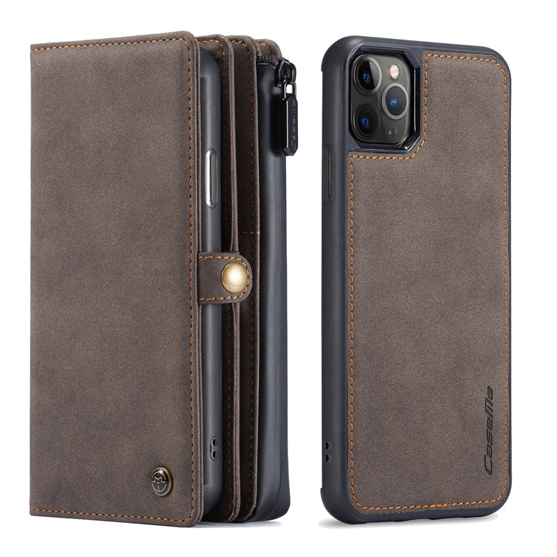 HKM-160211 Leather Wallet-Style Phone Case for Select Samsung and Apple Models, Handmade TPU & Leather, Available in Black, Dark Brown, Blue, Red