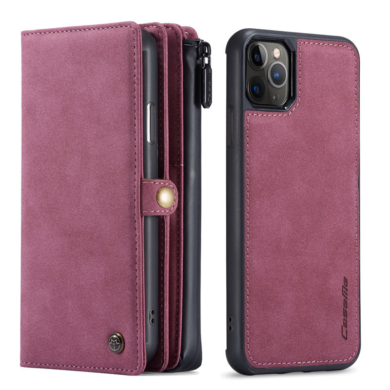 HKM-160211 Leather Wallet-Style Phone Case for Select Samsung and Apple Models, Handmade TPU & Leather, Available in Black, Dark Brown, Blue, Red