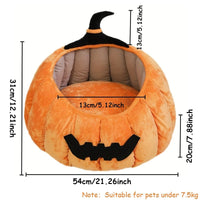 HKM-1602365 Cozy Cartoon Pumpkin Pet Bed for Cats and Small Dogs - Soft Plush Nest for Fall and Winter