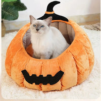 HKM-1602365 Cozy Cartoon Pumpkin Pet Bed for Cats and Small Dogs - Soft Plush Nest for Fall and Winter