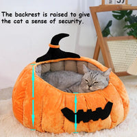 HKM-1602365 Cozy Cartoon Pumpkin Pet Bed for Cats and Small Dogs - Soft Plush Nest for Fall and Winter