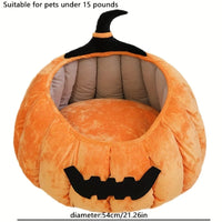 HKM-1602365 Cozy Cartoon Pumpkin Pet Bed for Cats and Small Dogs - Soft Plush Nest for Fall and Winter