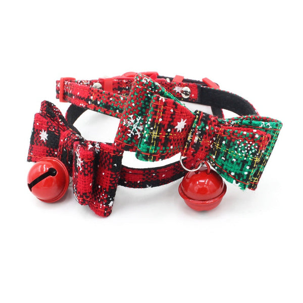 HKM-1602877 Small Dog Chain Print Collar for Christmas - Adjustable Microfiber Design