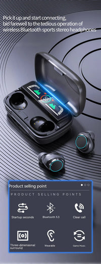 HKM-160339 Wireless Sports Stereo Earbuds with Intelligent Power and Binaural Noise Reduction