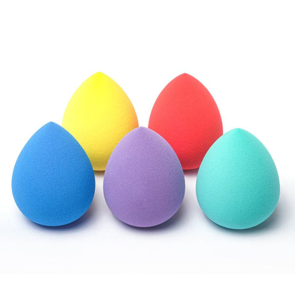 HKM-160403 Solid Color Makeup Sponge Set - Hydrophilic Non-Latex Powder Puff, 1 or 5 Pack Options, Available in Multiple Colors