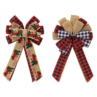 HKM-160467 Christmas Bowknot Decorative Ribbon - Cloth Plaid Style for Holiday Decor