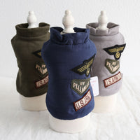 HKM-1605309 Military-Inspired Velvet Pet Vest in Gray and Navy Blue - Sizes XS to XL