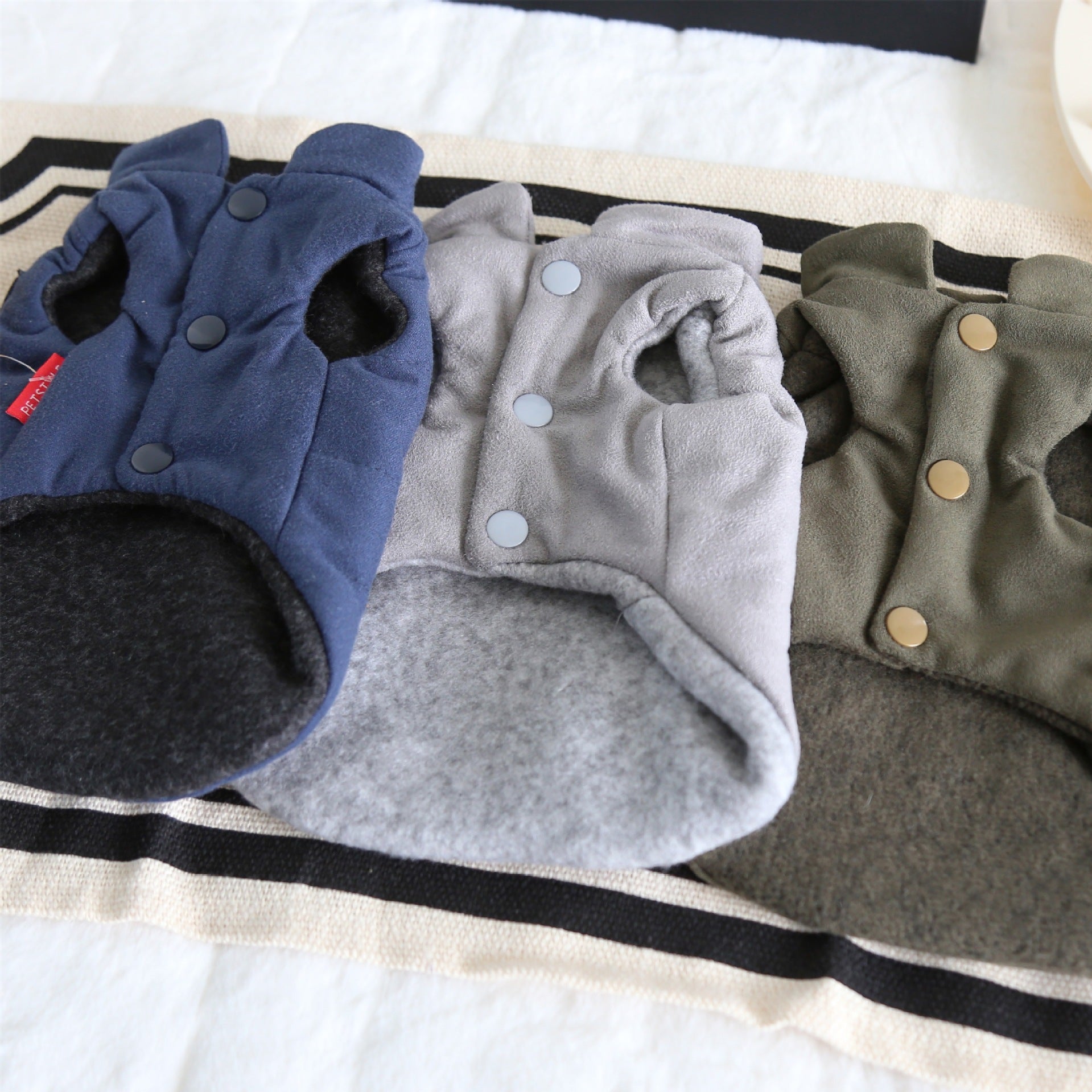 HKM-1605309 Military-Inspired Velvet Pet Vest in Gray and Navy Blue - Sizes XS to XL
