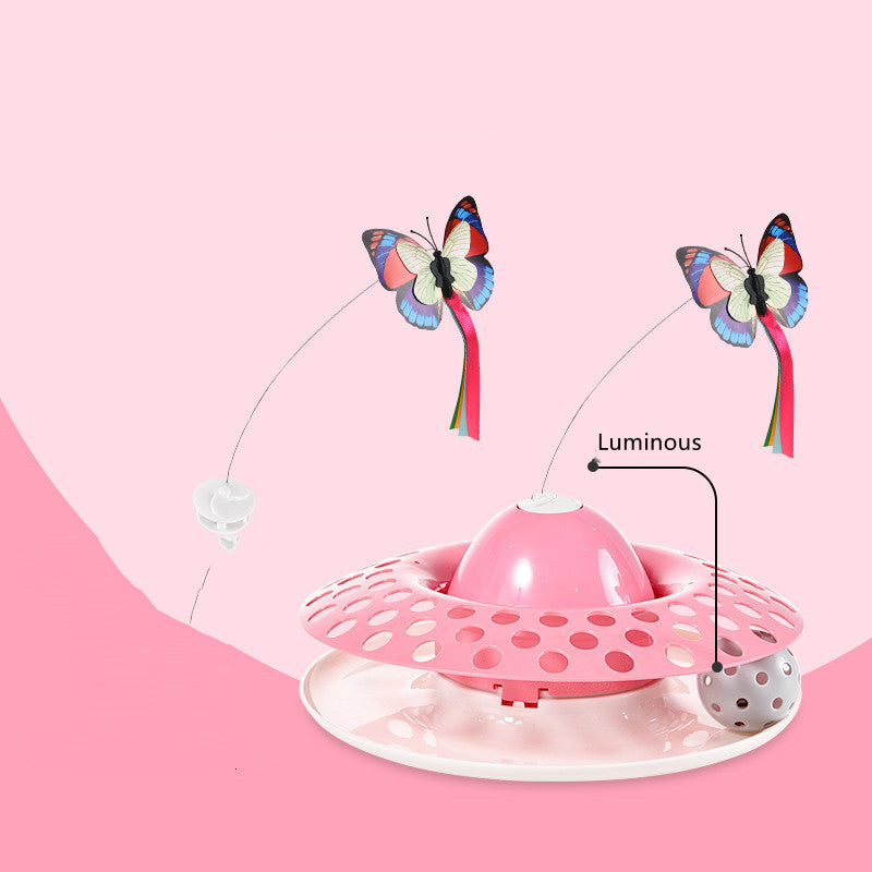 HKM-1605693 Automatic Electric Rotating Butterfly & Glowing Ball Cat Toy Set
