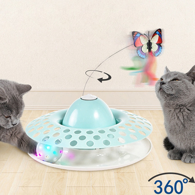 HKM-1605693 Automatic Electric Rotating Butterfly & Glowing Ball Cat Toy Set