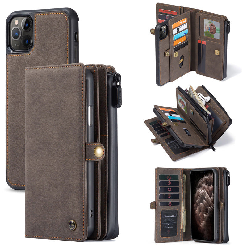 HKM-160595 Leather Wallet Style Phone Case for Select Apple and Samsung Models - Handmade TPU and Leather, Available in Multiple Colors