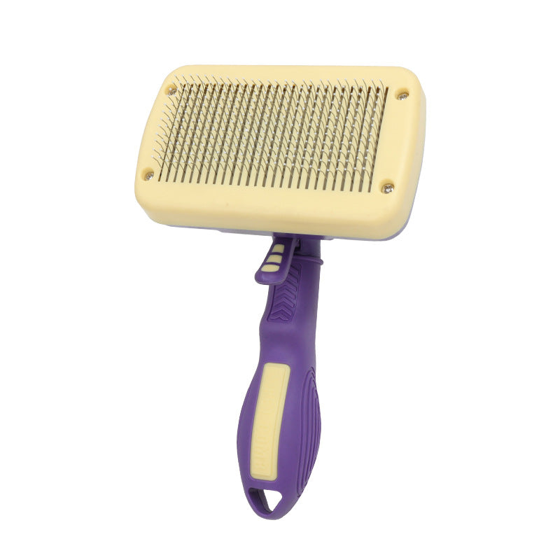 HKM-1606461 Automatic Cat and Dog Hair Comb - Purple PP Pet Grooming Tool