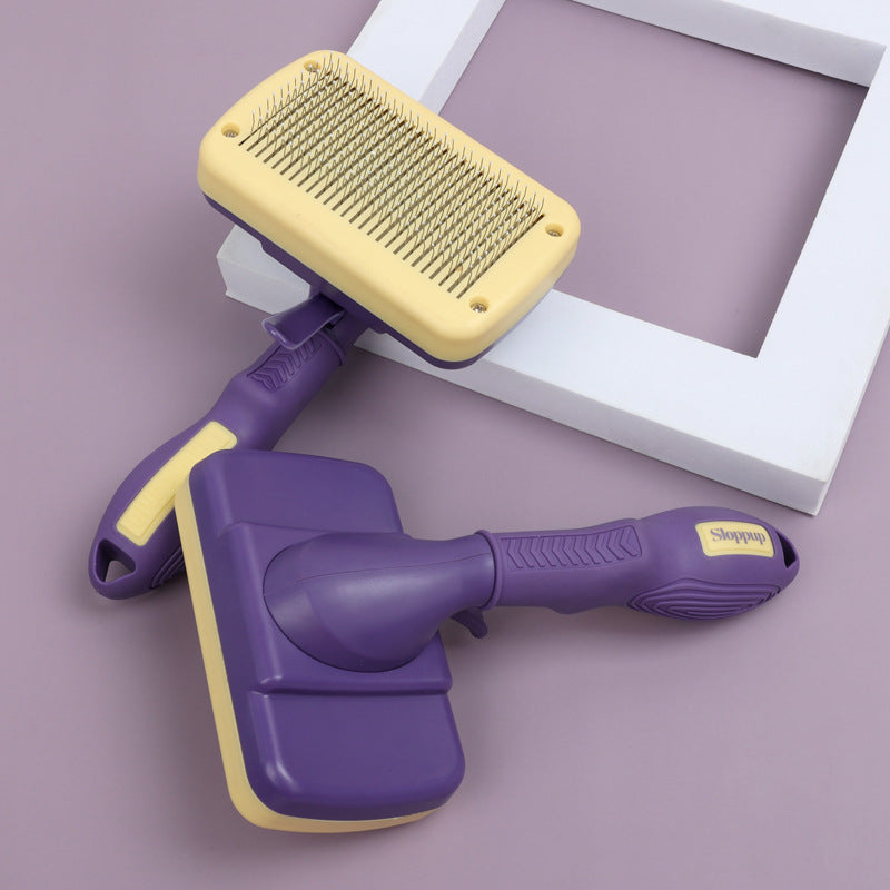 HKM-1606461 Automatic Cat and Dog Hair Comb - Purple PP Pet Grooming Tool
