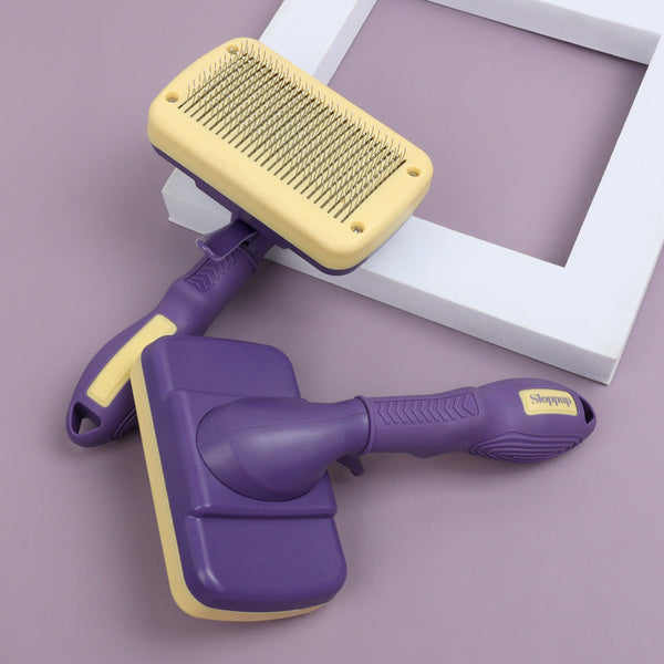HKM-1606461 Automatic Cat and Dog Hair Comb - Purple PP Pet Grooming Tool