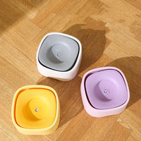 HKM-1606845 Pet Square Floating Bowl - Wet-proof Design for Easy Feeding - Available in Millet White, Yellow, Purple - Made from Durable ABS Resin