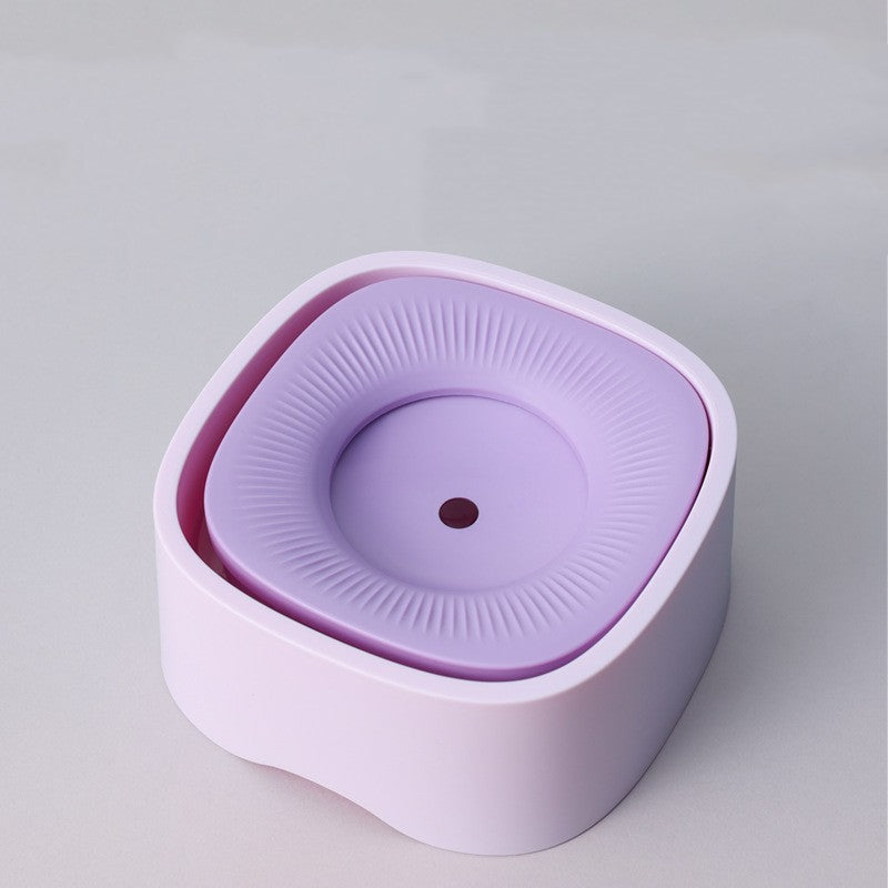 HKM-1606845 Pet Square Floating Bowl - Wet-proof Design for Easy Feeding - Available in Millet White, Yellow, Purple - Made from Durable ABS Resin