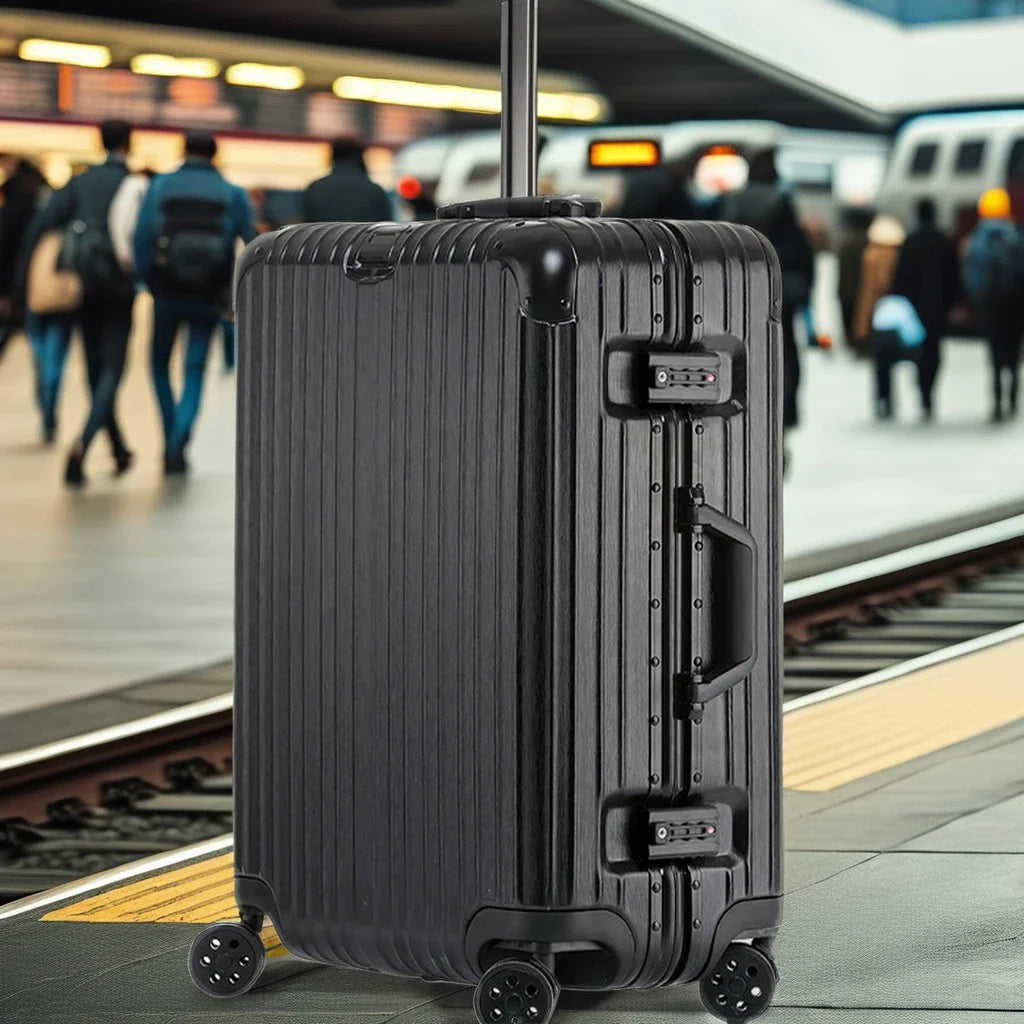 HKM-160723 Aluminium Frame Trolley Suitcase with Combination Lock for Business Travel