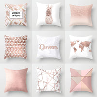 HKM-160723 Pink Peach Skin Cushion Cover - Blended Fabric Decorative Pillowcase 45x45cm