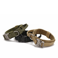 HKM-1608637 Durable Nylon Adjustable Tactical Dog Collar for Medium and Large Breeds - Black, Army Green, Khaki