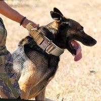HKM-1608637 Durable Nylon Adjustable Tactical Dog Collar for Medium and Large Breeds - Black, Army Green, Khaki