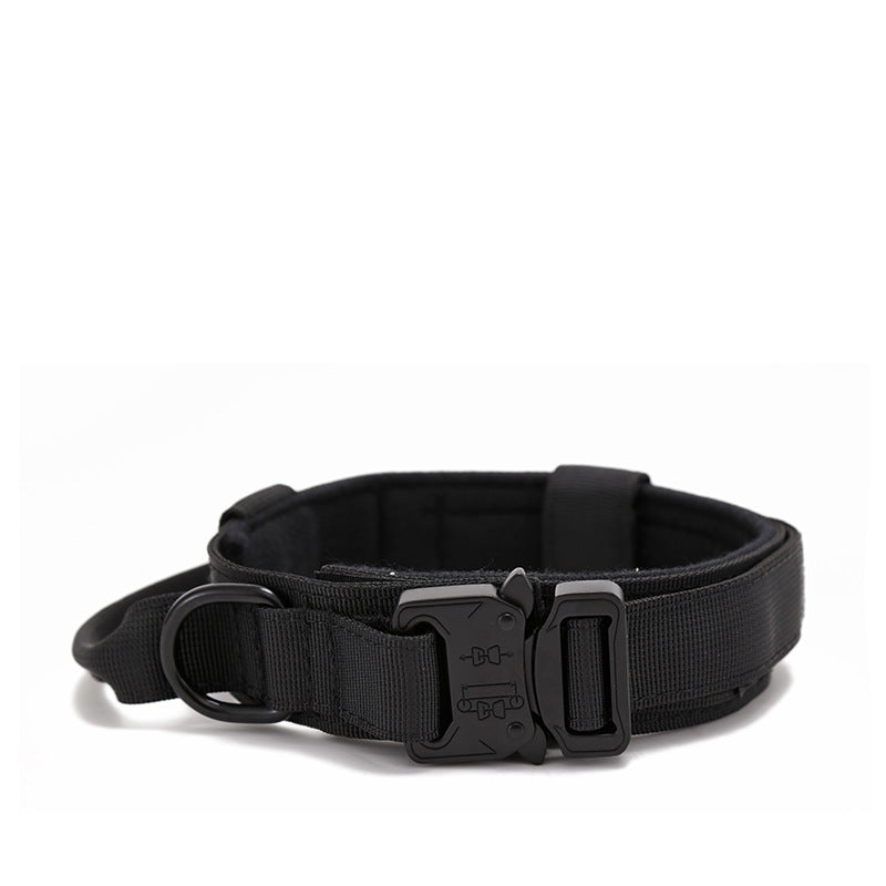 HKM-1608637 Durable Nylon Adjustable Tactical Dog Collar for Medium and Large Breeds - Black, Army Green, Khaki