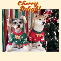 HKM-160915 Warm and Cozy Christmas Padded Dog Sweater in Green and Red