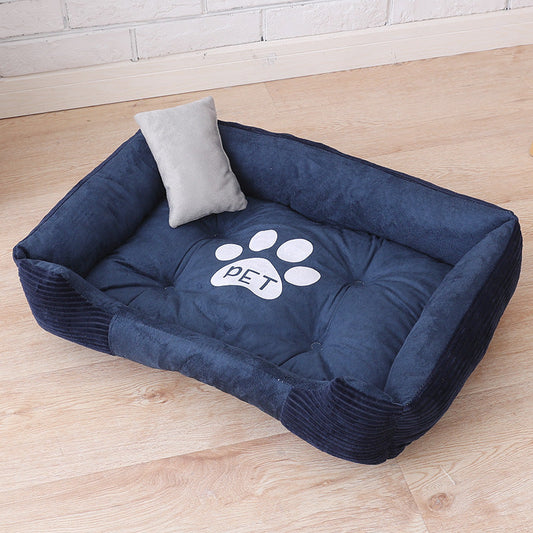 HKM-1610685 Cozy Dog Paw Print Mattress with Corduroy and Suede Fabric