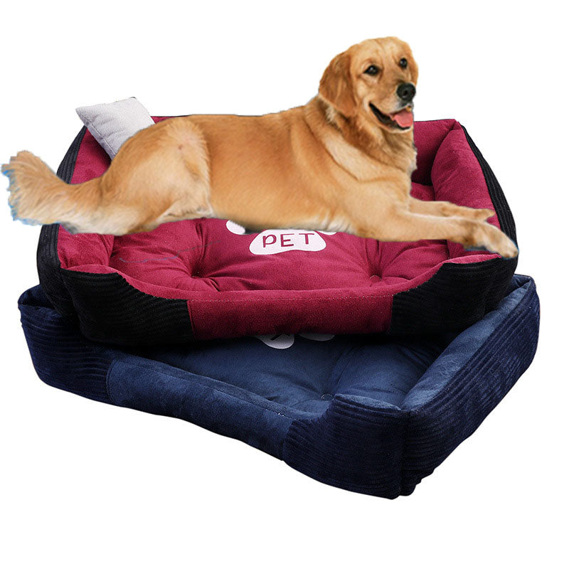 HKM-1610685 Cozy Dog Paw Print Mattress with Corduroy and Suede Fabric