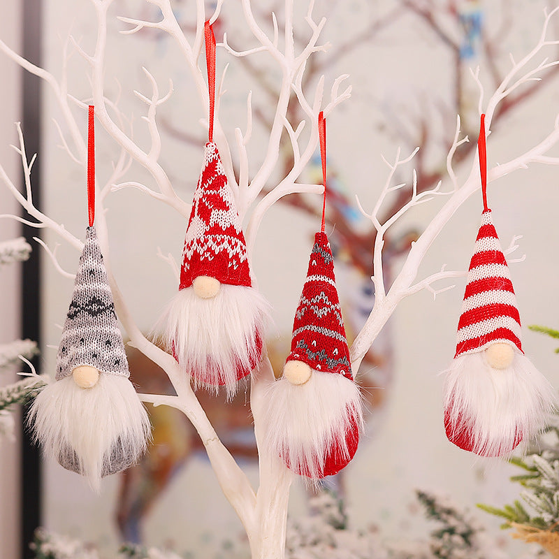 HKM-161107 Christmas Faceless Doll Ornament - Knitted Fabric Forest Man Decoration, 16cm