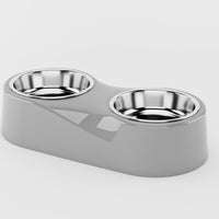 HKM-1612477 Double Bowl Cat Water Bowl in Pink and Gray - ABS Stainless Steel Design