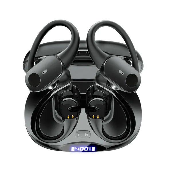 HKM-161491 Bluetooth 5.3 TWS Earbuds with Earhooks, 10 Hours Playtime, IPX7 Waterproof, Noise Reduction for Sports