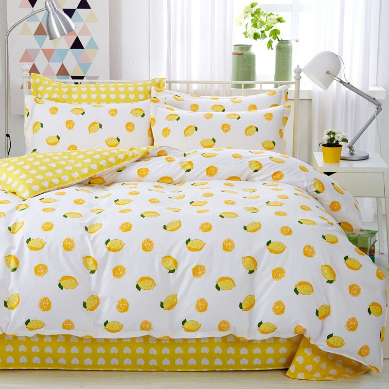 HKM-161491 Idyllic Floral Cotton Twill Bedding Set - 4-Piece Collection with Various Sizes Available