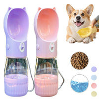 HKM-161491 Portable Dog Water Bottle with Food Compartment for All Sizes - Leak-Proof Design for Outdoor Hydration and Feeding